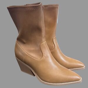 Universal‎ Thread Boots Womens Size 6.5 Tan Western Pointed Toe Block Heel NEW